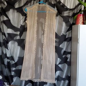 Peach Lace Sleeveless Duster